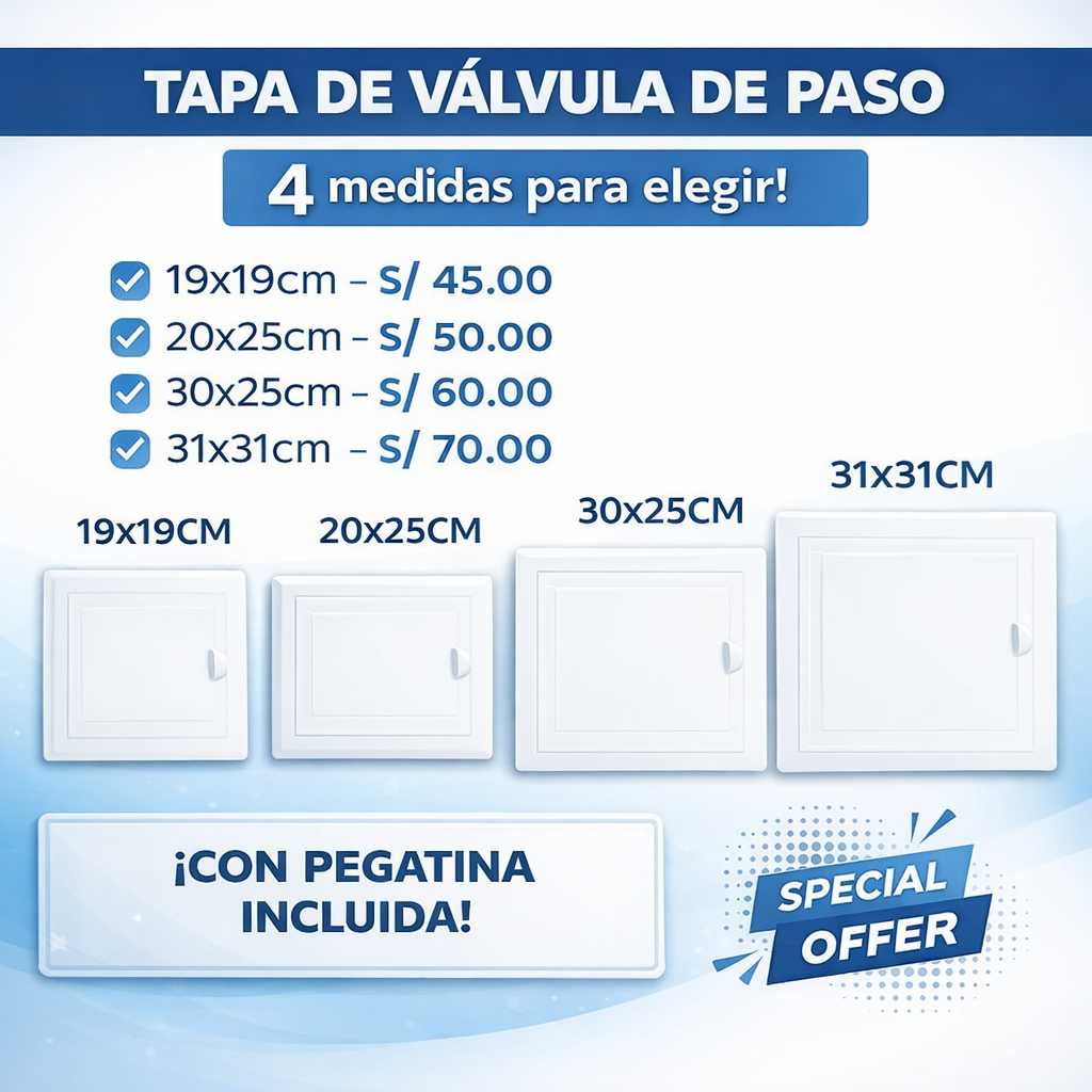 TAPAS DE PASO ESTETICO PARA CAÑERIAS